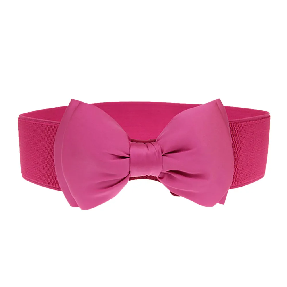 Hot Pink Z30 пояс на талию, 1 шт., милая Женская эластичная юбка с бантом и широким эластичным поясом, летняя юбка с пряжкой, вечерние, свадебные пояса - Цвет: Hot Pink