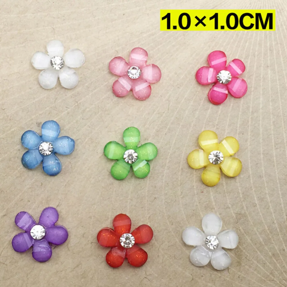 20pcs 10mm Resin Crafts Flowers DIY Scrapbooking Blink Crystal Miniatures Flatback Scrapbooking For Phone Wedding Decoration