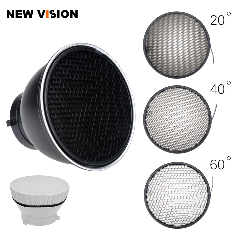 7inch 18cm Standard Reflector Diffuser with 10/20/30/40/50/60 Degree Honeycomb Grid for Bowens Mount Studio Light Strobe Flash photo studio lighting kit Photo Studio Supplies