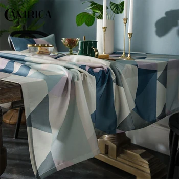 

CANIRICA Table Cloth Waterproof Tablecloth Geometric Dinning Table Cover Blue Nappe De Table Rectangulaire Kitchen Accessories