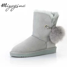 MIYAGINA/Высококачественная классическая женская обувь в австралийском стиле; зимние водонепроницаемые женские зимние ботинки из натуральной овечьей кожи с натуральным мехом