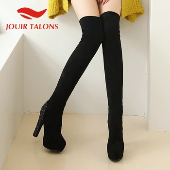 

JOUIR TALONS Big Size 43 Fashion High Quality Shoes woman Over-the-knee Boots Platform Crystal Spike High Heels Autumn