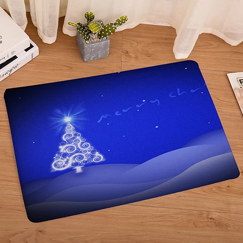 1Pcs Christmas Flannel Printed Floor Mats Door Mats Living Room Home Bathroom Non-slip Absorbent Carpet Home Textile Supplies - Цвет: 6