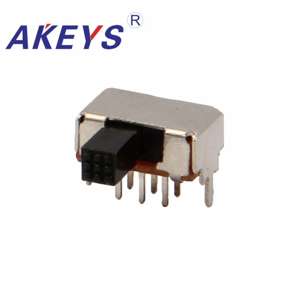 

10PCS SK-22D02 2P2T Double pole double throw handle heights 6mm slide switch side insert 6 pin with 2 fixed pin