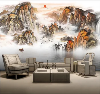

Custom 8d wallpaper artistic conception abstract ink landscape living room background wall painting wall covering