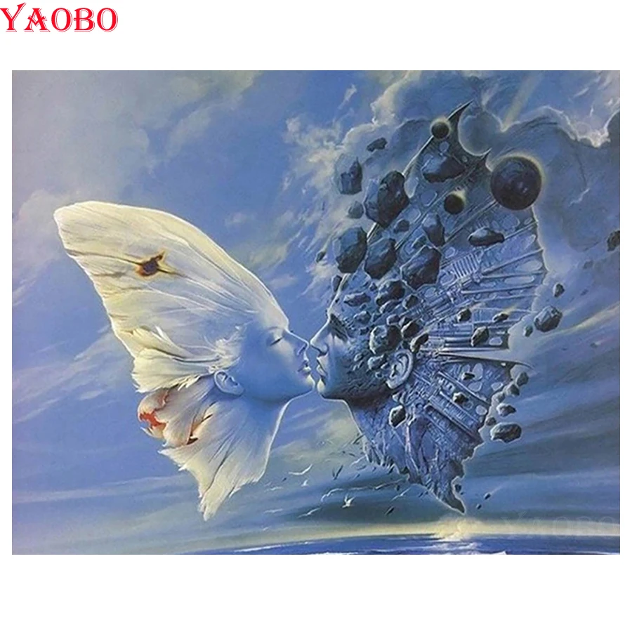 Diy Diamond Painting Fantasy butterfly couple kiss Mosaic Embroidery Rhinestones Pictures Full Square Needlework Craft | Дом и сад