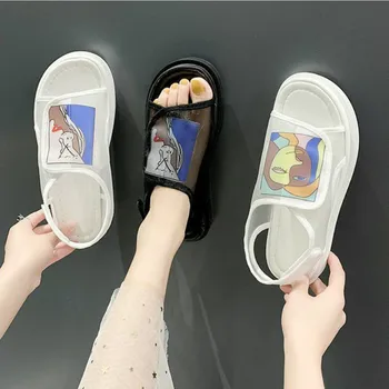 

Summer New Sandals Women Fashion Mesh (Air mesh) Anime pattern Casual Thick bottom Breathable Back Strap Flat with Low (1cm-3cm)