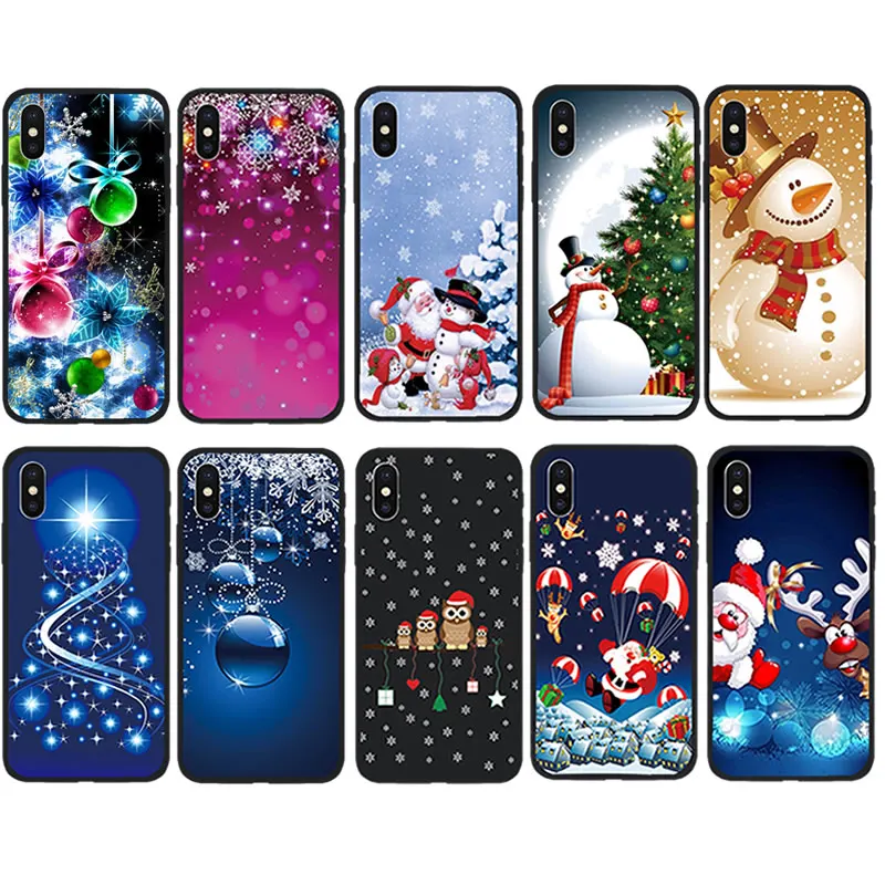 

Christmas Tree Pattern Phone Case For Apple 7 8 Plus X Xs Max XR 6 6s Plus 5 5s SE Silicone Soft Shell Cover For iPhone Bags