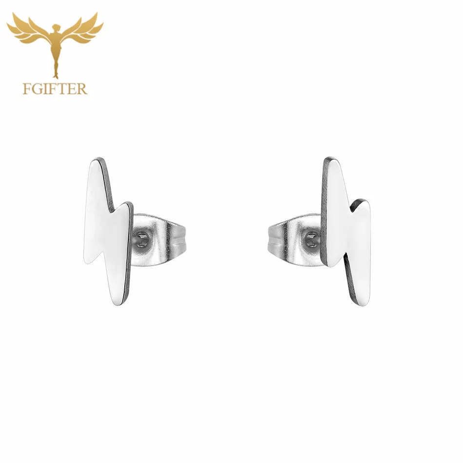 lightning Earrings Moon Серьги 12 пар один лот серебро Нержавеющая сталь украшения для женщин обувь девочек Подарки маленькие серьги ювелирные - Окраска металла: lightning Earrings