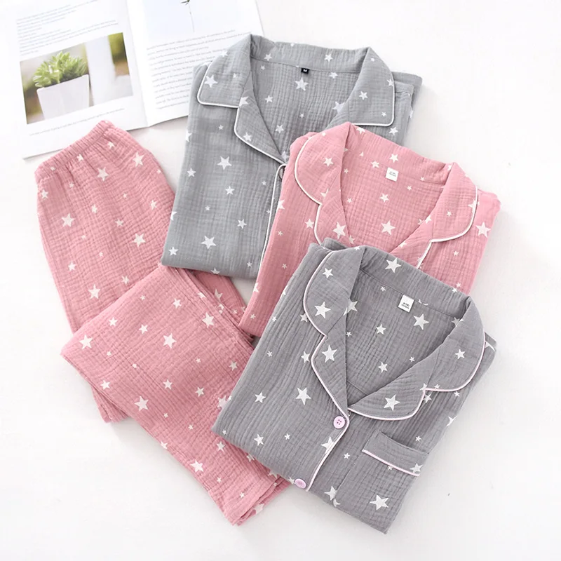 

Pentagram Print Couple Pajamas Set Spring and Autumn Loose Cotton Women and Men Pyjamas Long Sleeve Sleepwear Men Lounge Pijama