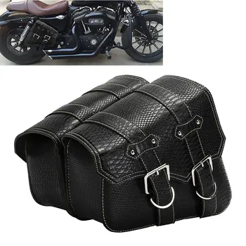 

DERI 1 Pair Motorcycle PU Side Saddle Bag Motorbike Side Tool Bag out door Luggage for Harley Davidson for Honda Bobber Chopper