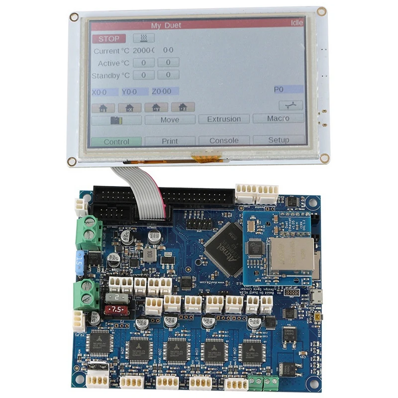 Клон Duet 2 Ethernet материнская плата+ PanelDue5I интегрированное цветное нажатие на экран 3d Принтер Комплект