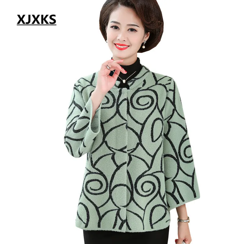 

XJXKS Women woolen coat 2019 autumn winter new loose plus size comfortable casual high quality cashmere women coat