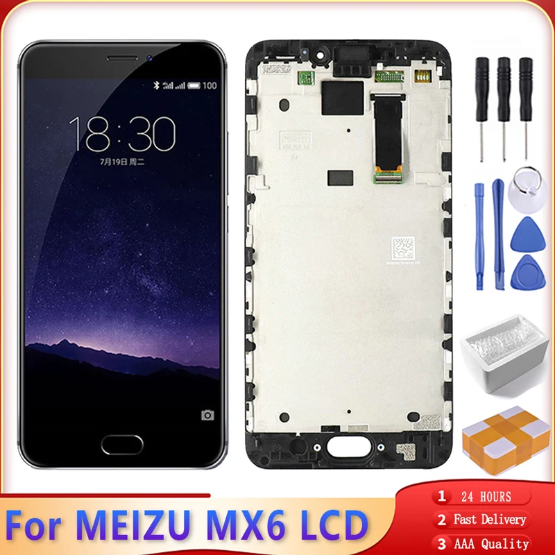 ЖК дисплей 5 дюйма качества AAA для MEIZU MX6 сенсорный экран с рамкой дигитайзер в