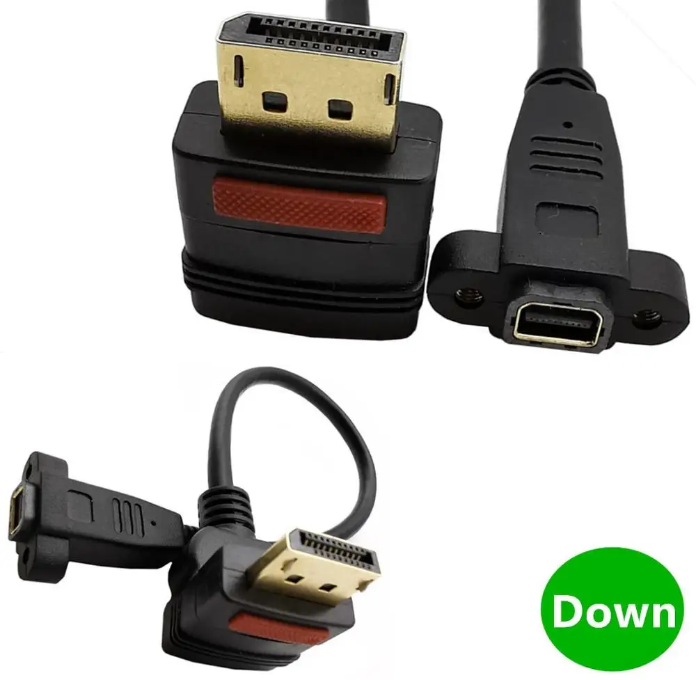 30 см разъем DisplayPort с углом штекера 90 градусов на гнездо Mini Панельное крепление