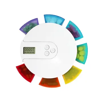 

7 Rainbow Round 7 Grid Portable Timing Electronic Kits For The Elderly To Take Medicine Intelligent Timing Reminder