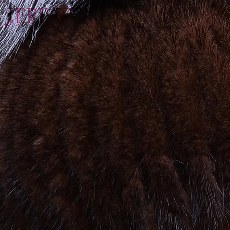 JINBAOSEN neue heiße Russische pelz hut nerz fuchs pelz stricken hut winter frauen warme ski cap