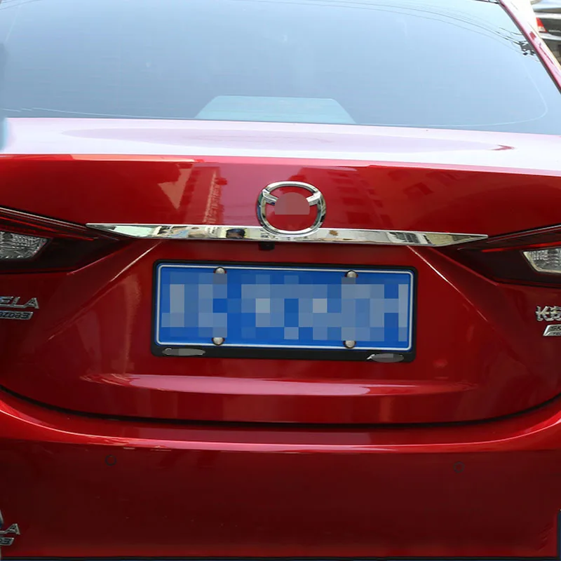 For Mazda 3 Axela Sedan- ABS Chrome Rear Trunk Tailgate Door Lid Cover Trim Handle Strip Molding Auto accessories