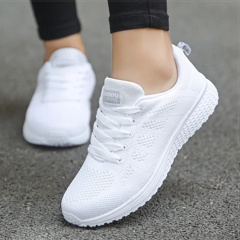Breathable Shoes Basket Sneakers Tenis Outdoor Black White Mens Walking Feminino Lace-Up