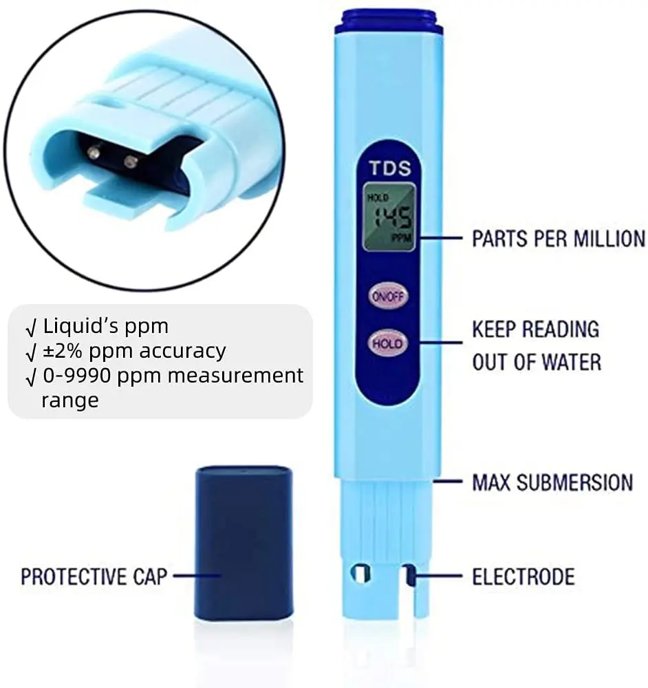 Digital TDS Meter Water Quality TDS PPM Tester for Testing Salt Water Pool Water Purity Monitor inside micrometer