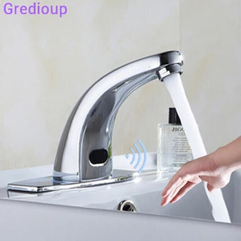 

Bathroom Touchless Faucet Infrared Sensor Basin Taps Automatic Sense Single Cold Faucets Single Hole Deck Mount Smart Brass Tap