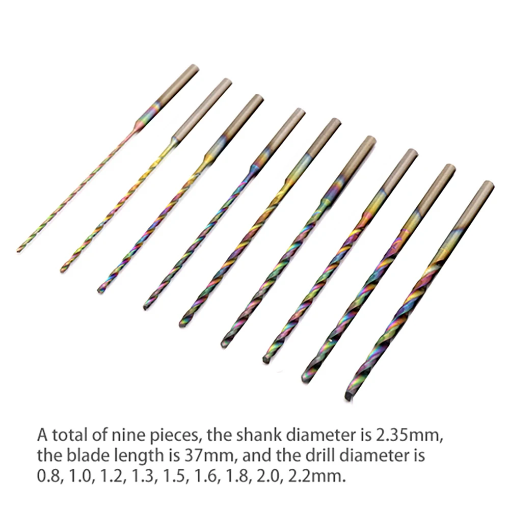 9pcs HSS Twist Drill Bits Drilling Hole 2.35mm Shank 0.8-2.2mm For DIY Home and General Building/Engineering Using Twist Drill 9pcs HSS Twist Drill Bits Drilling Hole 2.35mm Shank 0.8-2.2mm For DIY Home and General Building/Engineering Using Twist Drill