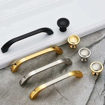 

Zinc Alloy Modern Black Cabinet Handles Gold Kitchen Handles Cupboard Door Pulls Drawer Knobs Furniture Handle Hardware