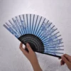 Vintage Silk Folding Fan Retro Chinese Japanese Bamboo Hand Folding Fan Dance Hand Fan Home Decoration Ornaments Craft Gift Fan 6