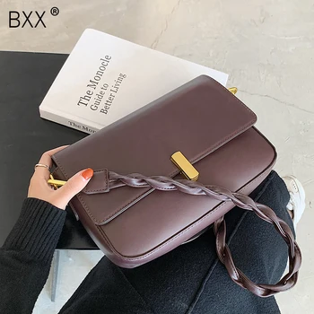 

[BXX] Simple Solid Color PU Leather Crossbody Bags For Women 2020 Trend Branded Shoulder Bag Handbags Ladies Luxury Bag HP138