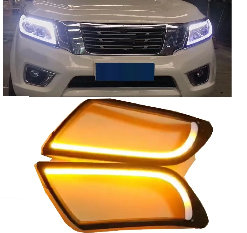 NavaraFrontLedHeadlampsCoverDayLightsFitForNissanNavaraNp300