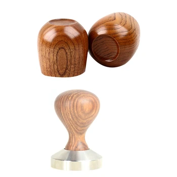 

1x 5m Coffee Tamper Espresso Powder Flat Press Hammer & 2PCS Natural Wooden Water Pot Classic Wood Cups