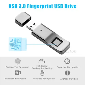 

32GB Fingerprint U Disk Smart USB3.0 Flash Drive Memory Biometric Intelligent Encryption Security MP3 MP4 Player for Computer PC
