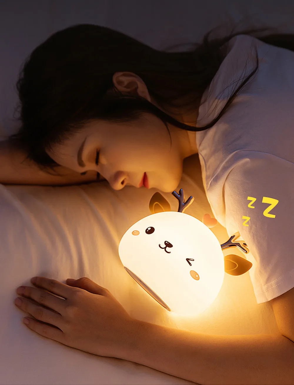 nite light Animal Night Light Silicone Deer Cloud Rabbit Cat Lamp Touch Sensor Remote Control RGB LED Night Lamp for Children Kid Baby Gift bathroom night light