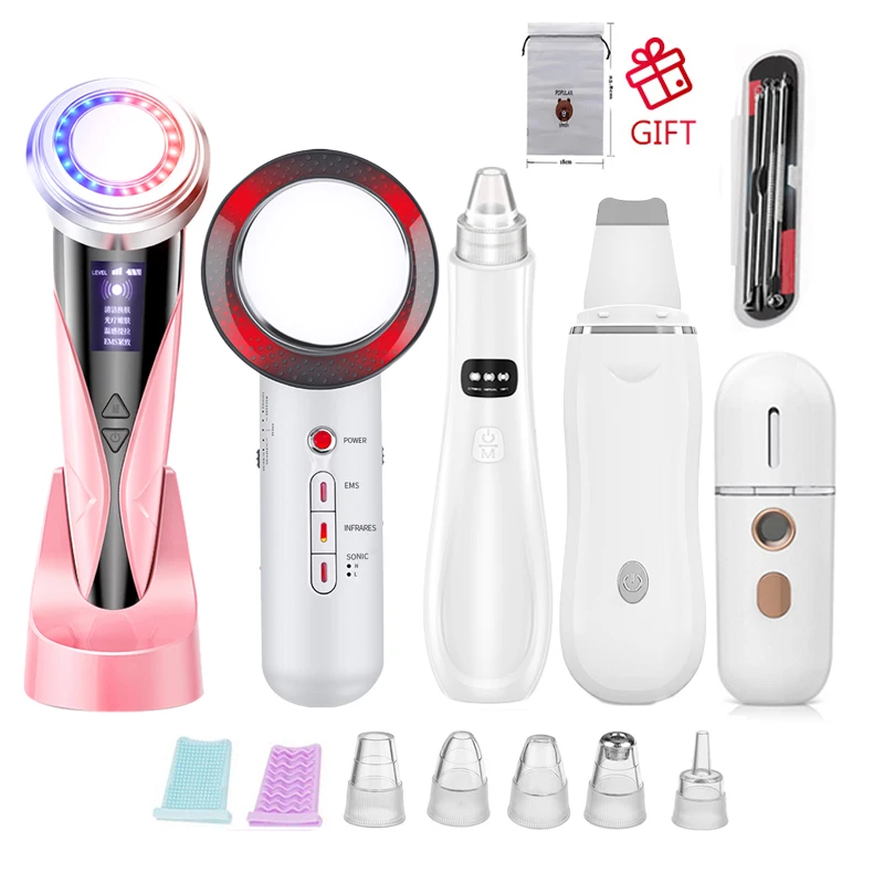 EMS Radio Frequency RF Blackhead Remover Skin Scrubber Infrared Body Slimming Massager Cavitacion Galvanica Cleaning Face Beauty 12