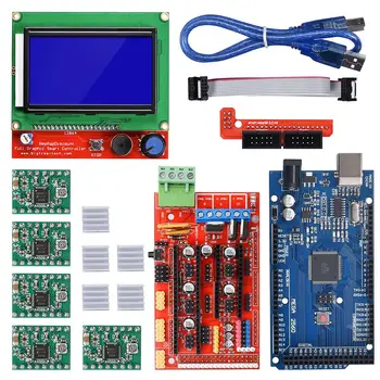 

3D Printer Kit Mega 2560 R3 Control Board Ramps 1.4 Motherboard 12864 LCD Panel A4988 Stepper Motor Driver For 3D Printer Parts