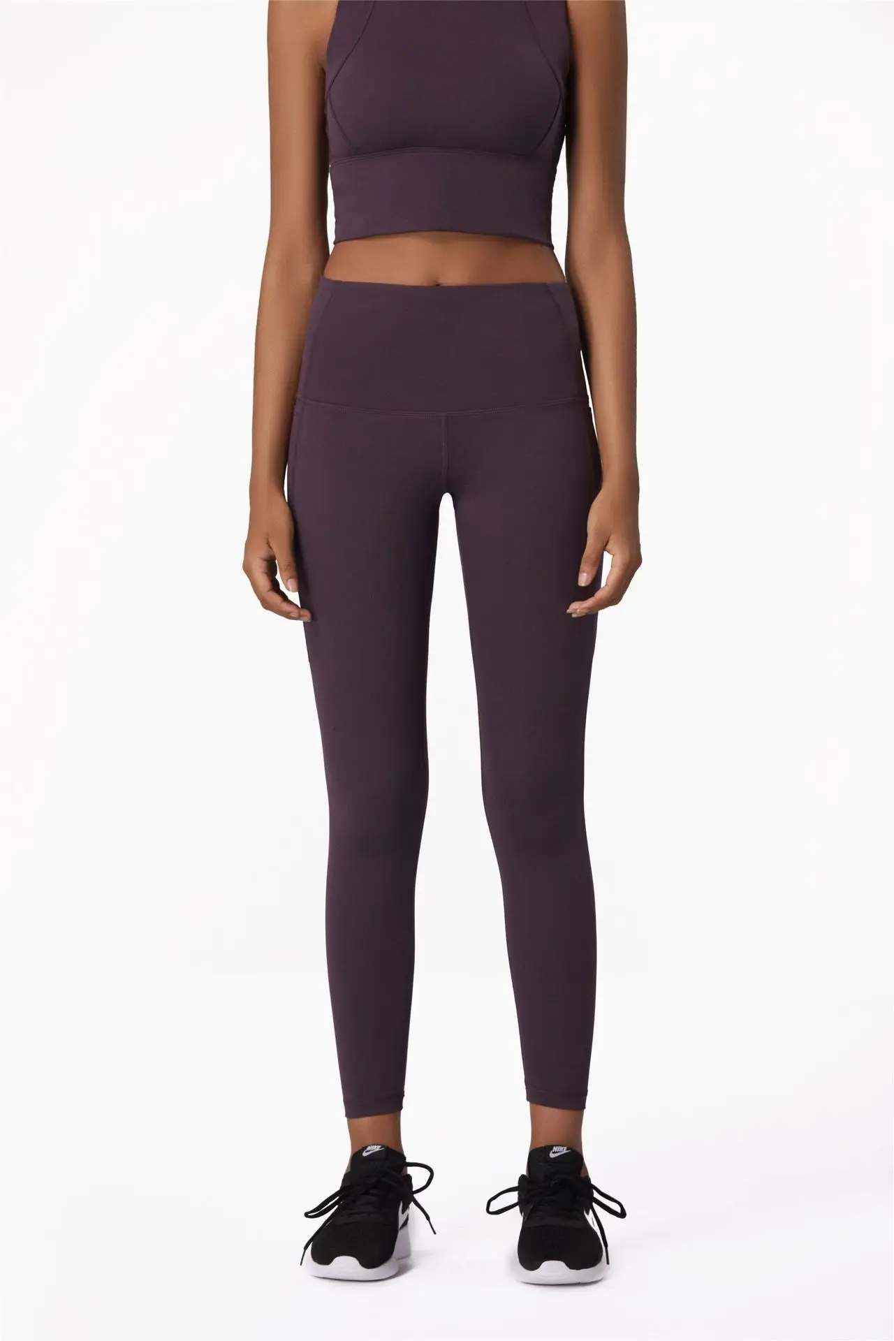 Мягкие нейлоновые спортивные Леггинсы для йоги с высокой талией, женские спортивные колготки с высокой талией, эластичные штаны для бега, фитнеса, XS-L