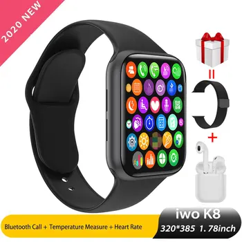 

Iwo K8 Smart Watch Man Bluetooth Call phone GPS motion track ECG Heart Rate Smartwatch 1.78inch, 320*385 Android iOS Watch Wear