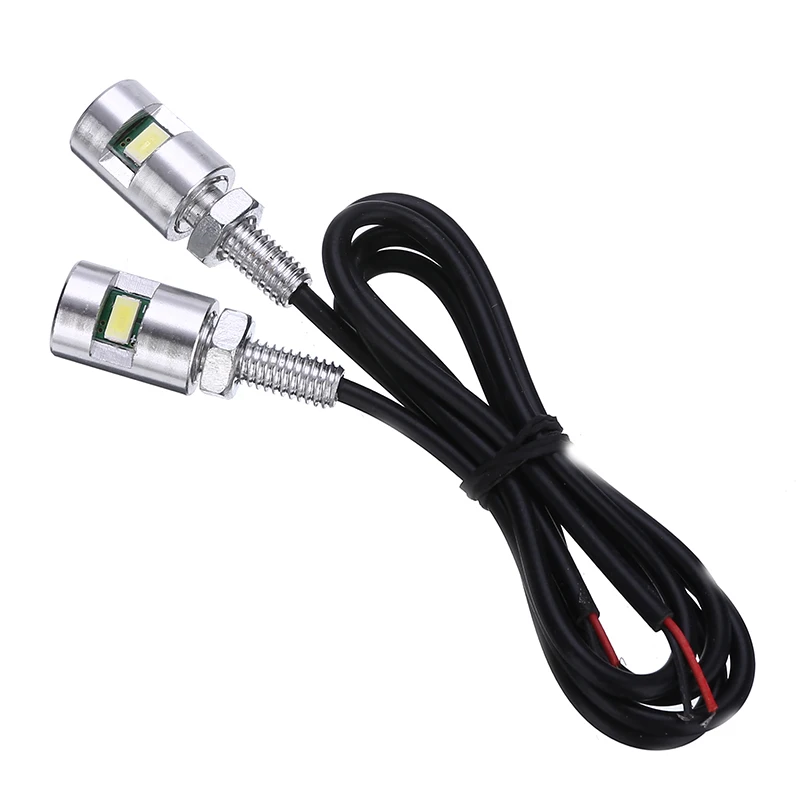 2PCS Chrome Car Motorcycle License Plate Screw Bolt Light Bulb Aluminum Silver Shell Lamp DC 12V White SMD LED Super Bright