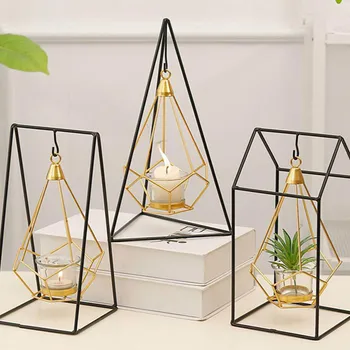 

Nordic 3d Geometric Candlestick Romantic Dinner Candle Holders Iron Candle Holder Party Wedding Centerpieces Home Decor LLC065