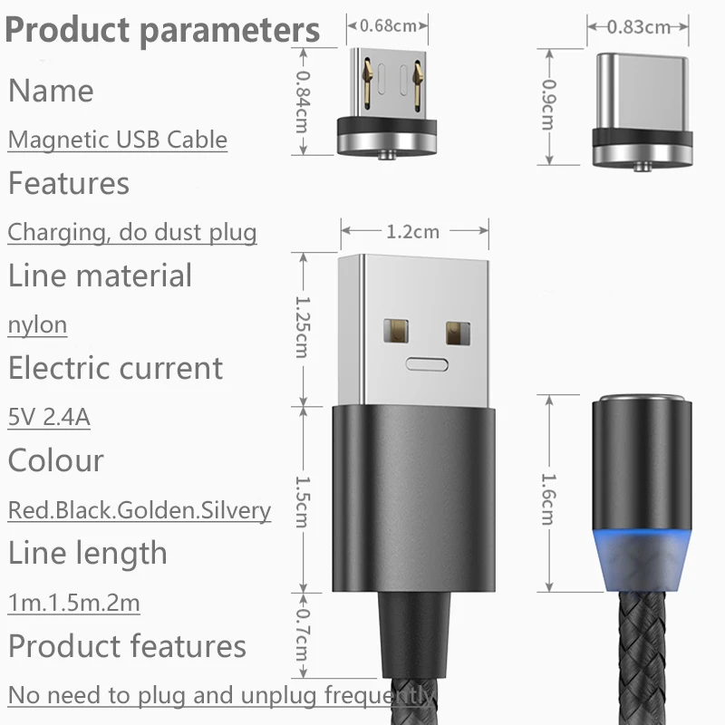 Магнитный usb кабель для быстрой зарядки micro type c магнитное зарядное устройство