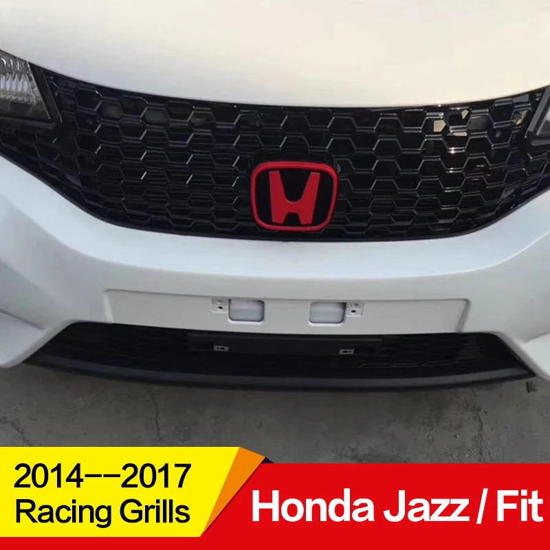 Использовать для Honda Jazz Fit Racing Grills 15 16 17 лет соты стиль рефитт передний центр гонки решетка крышка аксессуары