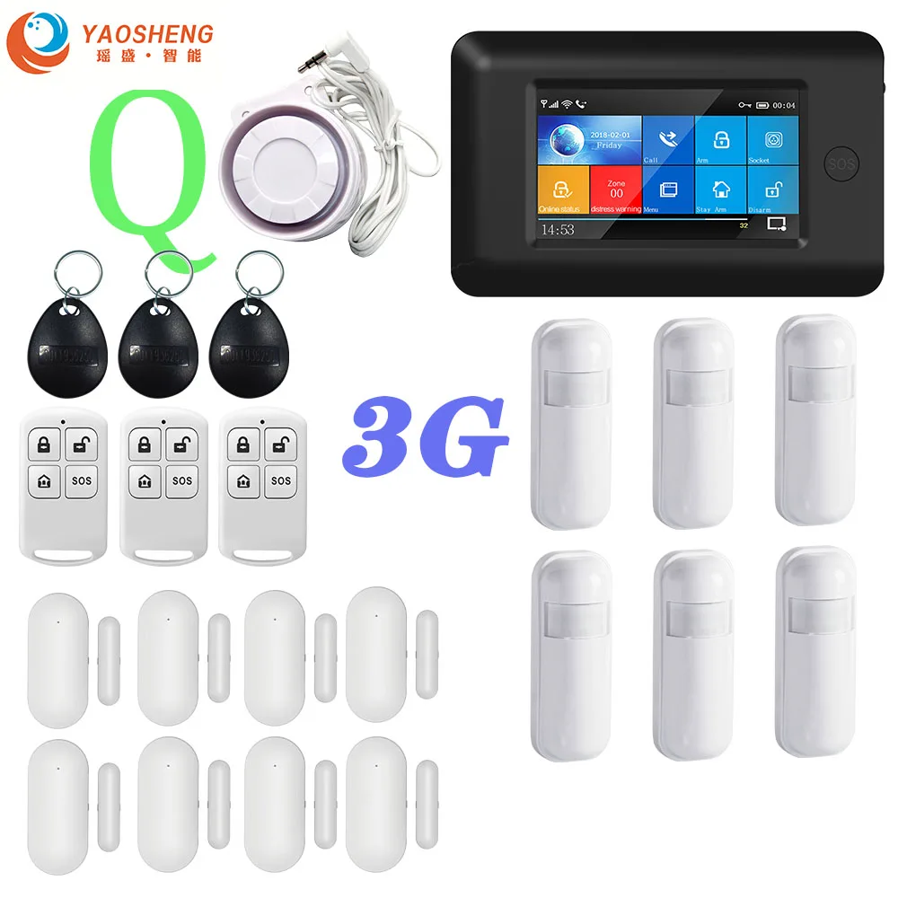 ring alarm wall mount YAOSHENG PG-106 3G GSM WIFI GPRS Wireless 433MHz Smart Home Security Alarm Systems APP Remote Control For IOS Android System touch screen keypad for alarm system Alarms & Sensors