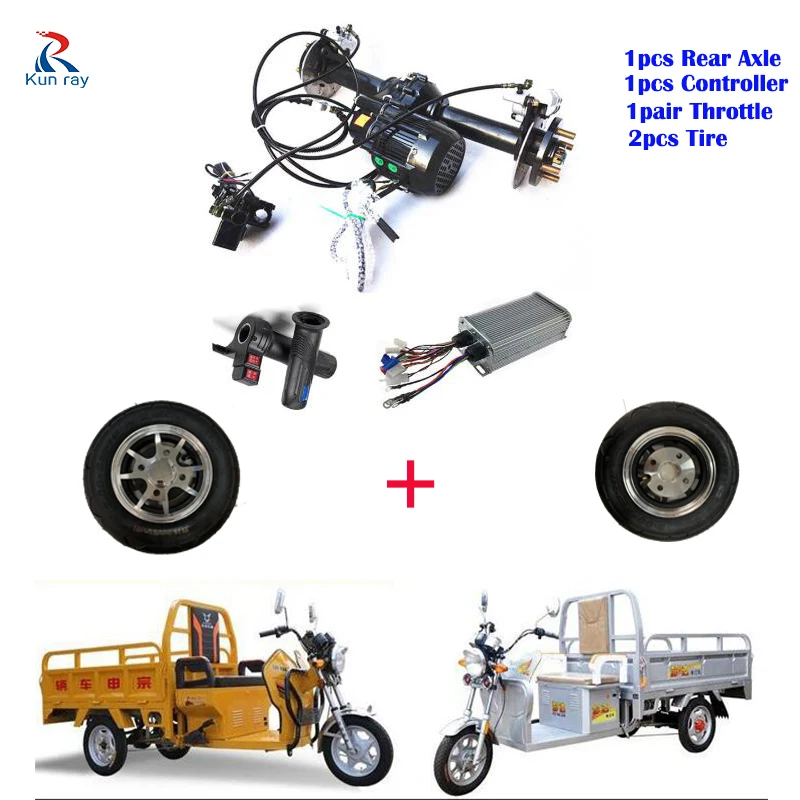 US $283.50 Electric Rear Axle Motor 48V60V72V 500W650W800W1000W1200W Electric Motor Rickshaw Blcd Motor Disc Brake With Tire 90CM
