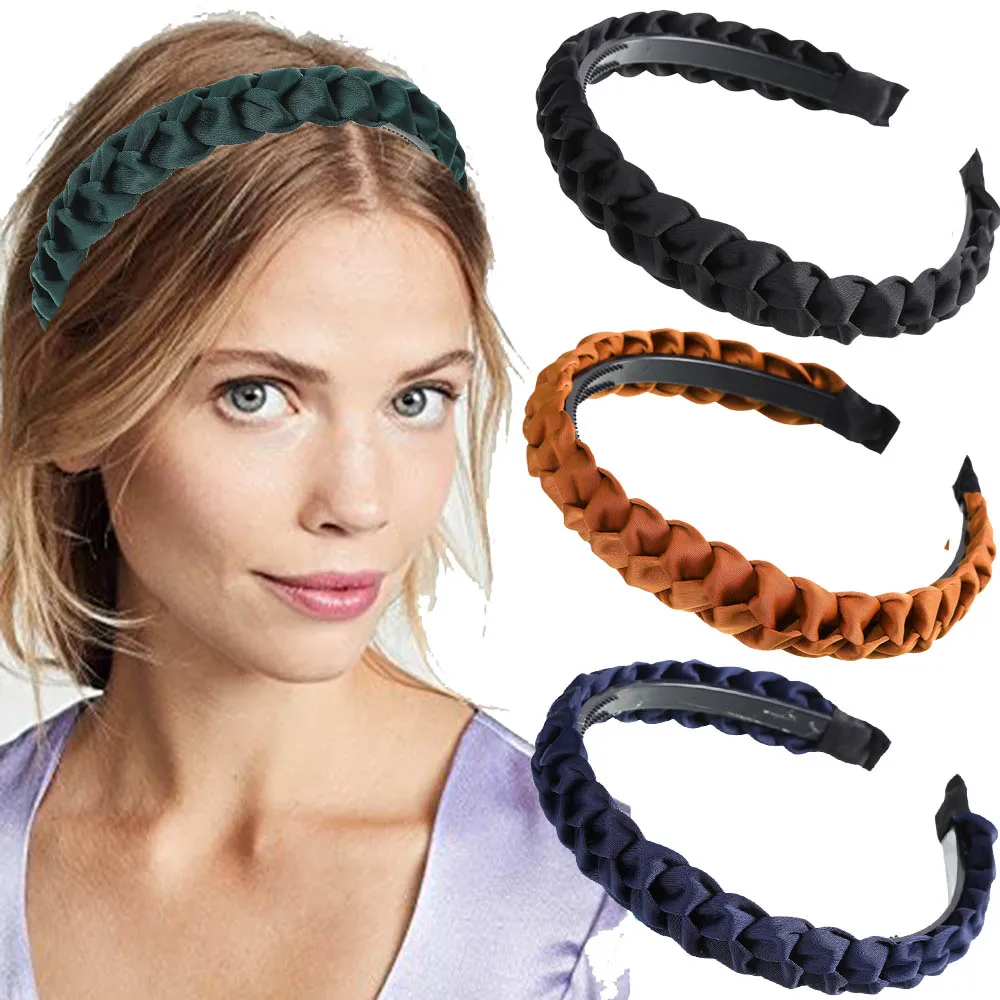 Women Braided Synthetic Plaited Hair Headband Hair Band Hoop Elastic Headwear