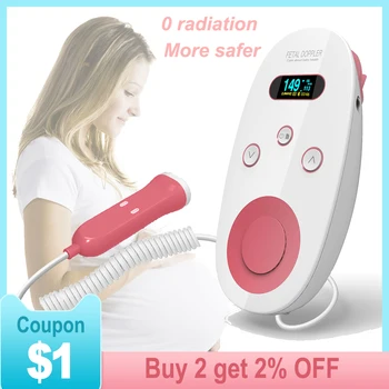 

Safer 2MHz Doppler Fetal Heart rate Monitor Home Pregnancy Baby Fetal Sound Heart Rate Detector OLED Display No Radiation