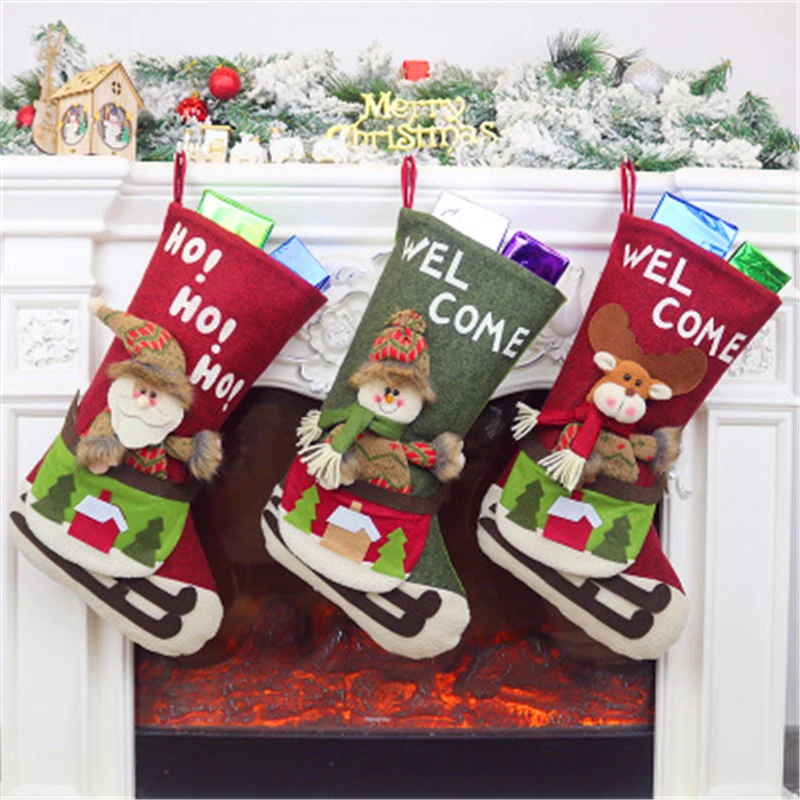 

Christmas Stockings Children's Three-dimensional Pattern Letter Socks Gift Box Christmas Tree Decoration New Year Gift Candy Bag