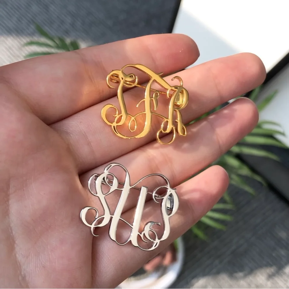 Customize Brooch For Women Men Gold Color Handwriting Signature Custom