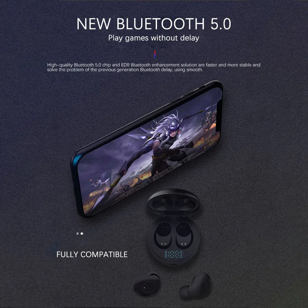 Вы не должны нажимать в горячей Blueteeth 5,0 гарнитура Беспроводные спортивные наушники Близнецы мини стерео наушники покупка наушники