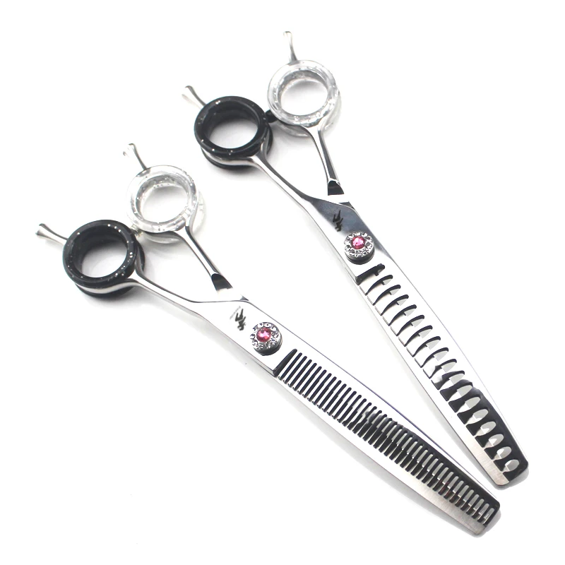 Scissors tipo de Aço Lidar com Material Polegada Hairdressing Inoxidável Número Modelo Tamanho Lâmina Material Dentes Comprimento Total 7.0 Pet 15 material lâmina tamanho dentes comprimento total