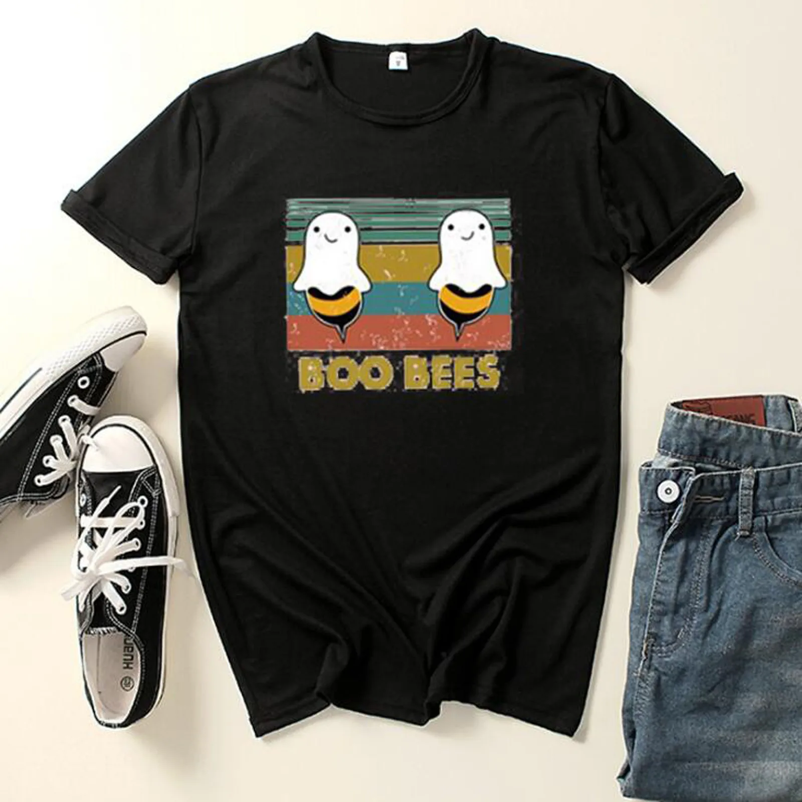 De moda de las mujeres Boo abejas gráfico lindo helado divertido puro camiseta Casual de algodón jóvenes Hipster Grunge Tumblr Vintage Tees arte YJ